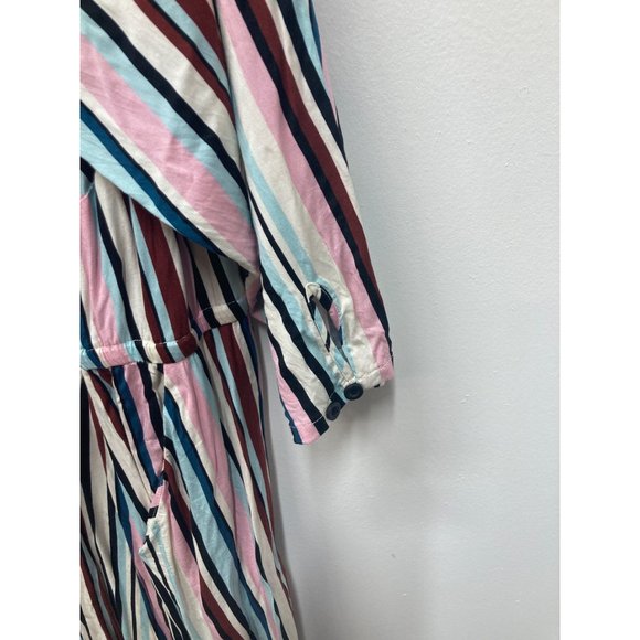 Torrid Midi Stretch Challis Button Front Shirt Dress Multi Stripe 4x - Picture 10 of 11
